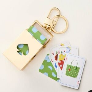 Gold Card Holder Keychain with Playing Cards